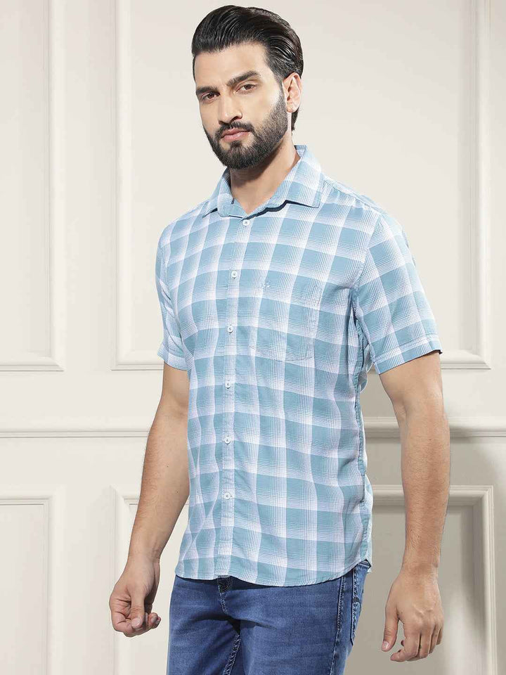 Blue Checked 100% Cotton Shirt