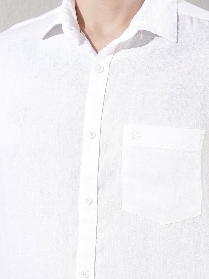 Sleek Pure White Linen Shirt