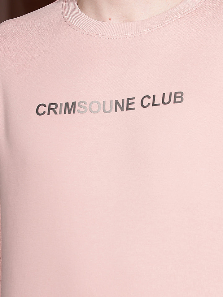Pink Typographic Print Round Neck Sweatshirt