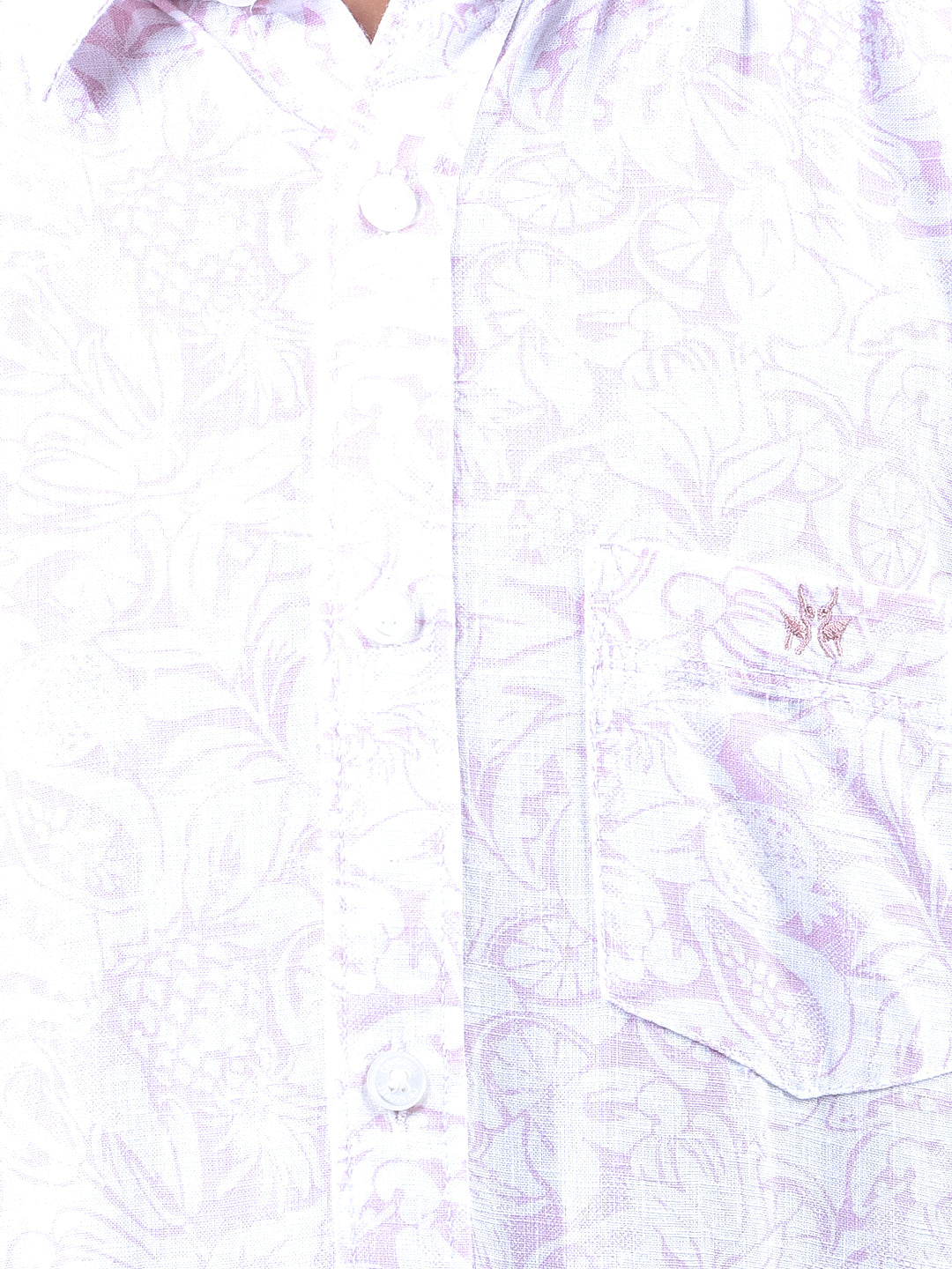 Purple Floral Print Linen Shirt