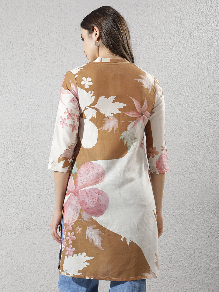 Multi-Color Floral Printed V-Neck Top