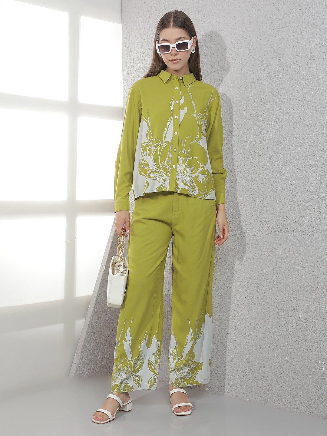 Green Floral Print Shirt