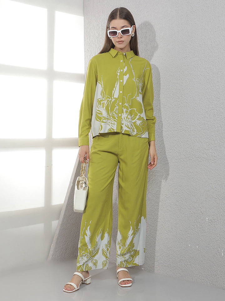 Green Floral Print Shirt