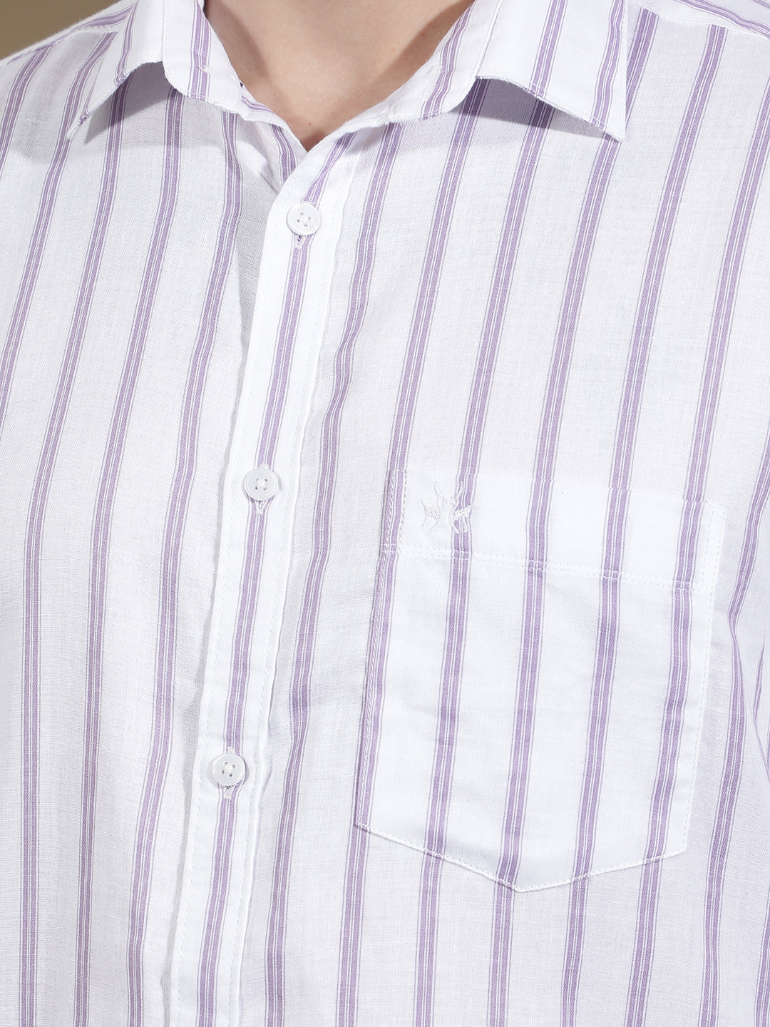 Purple Vertical Stripes 100% Cotton Shirt