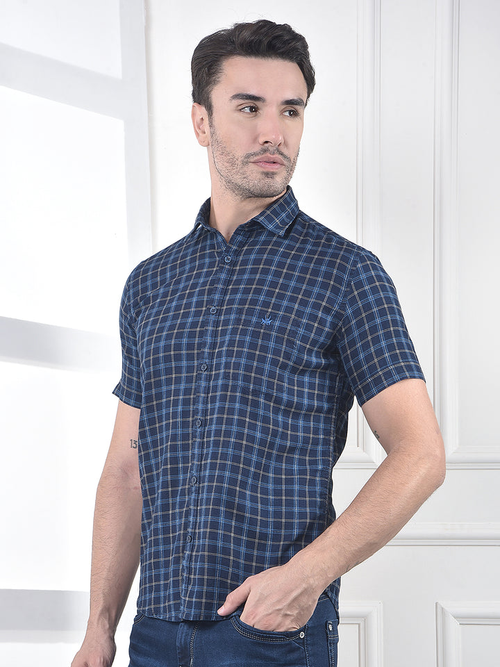 Blue Checked 100% Cotton Shirt