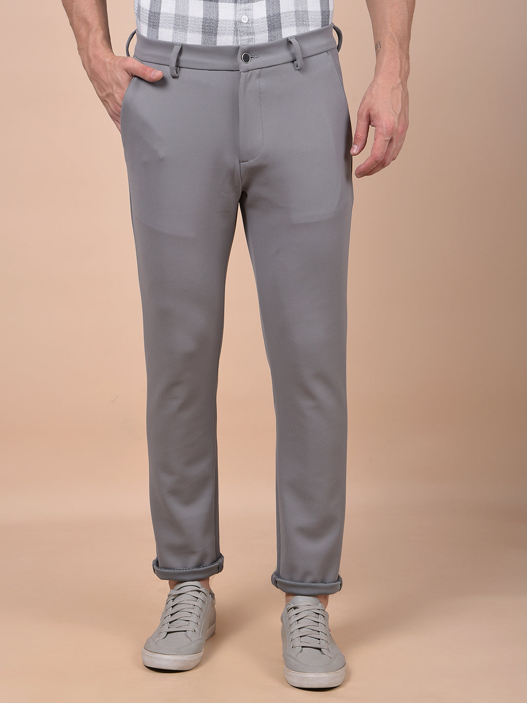 Sleek Silhouette Grey Knitted Trousers