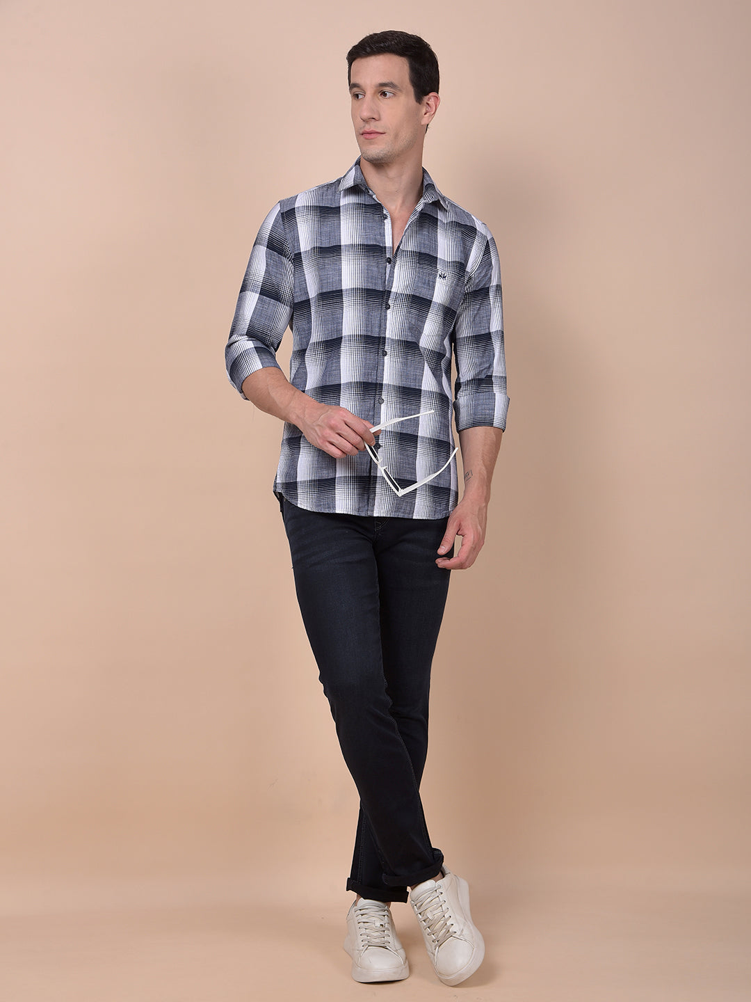 Blue Checked 100% Cotton Shirt