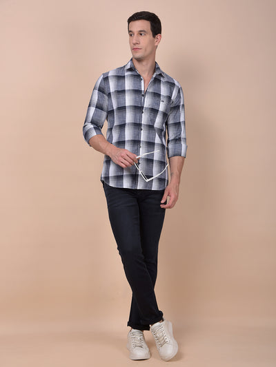 Blue Checked 100% Cotton Shirt