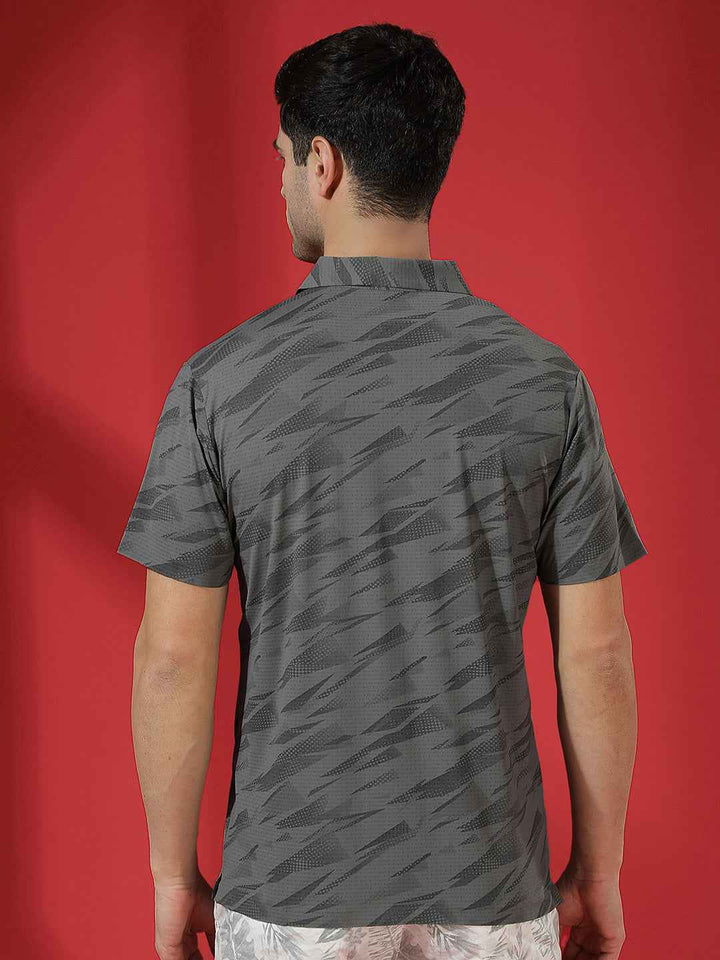 Charcoal Camouflage Print Polo T-Shirt