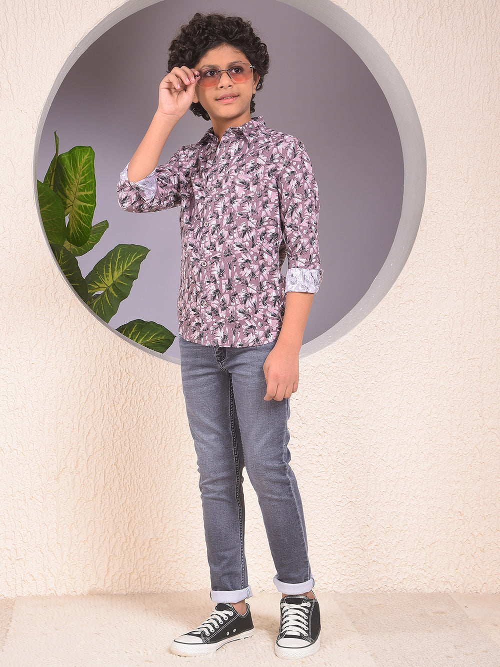 Purple Floral Print Shirt