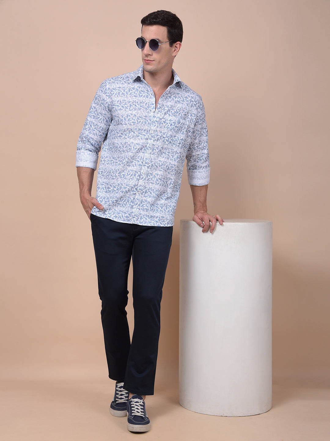 Blue Floral Print Shirt