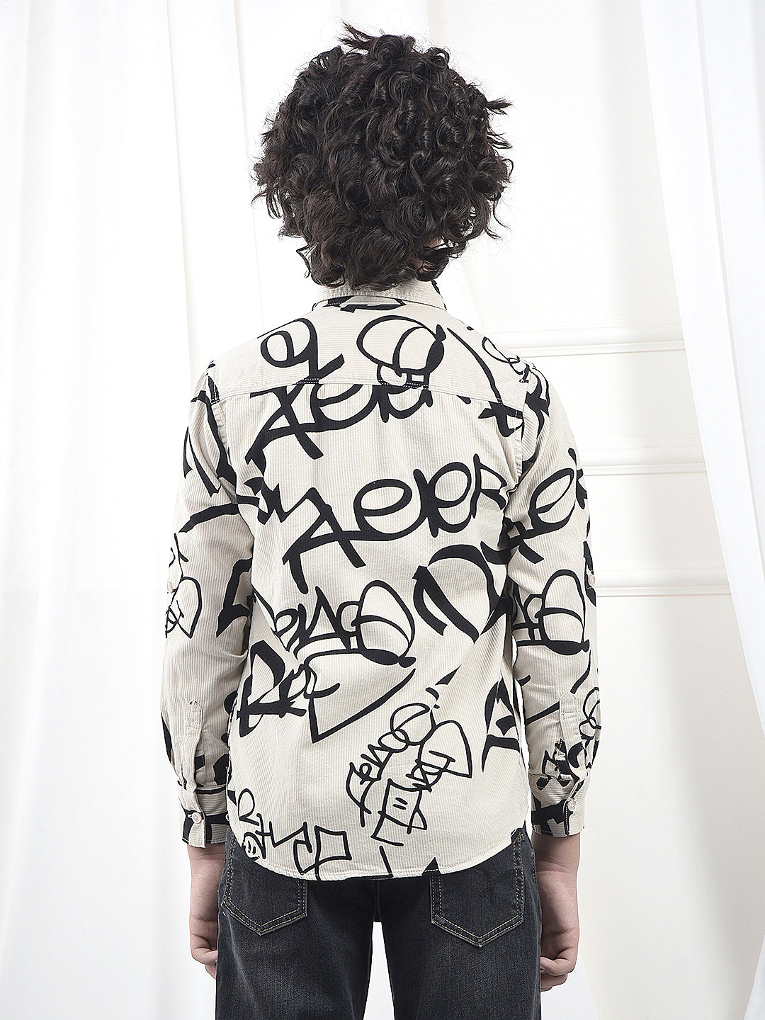 Beige Typographic Print 100% Cotton Knitted Shirt & T-Shirt Set