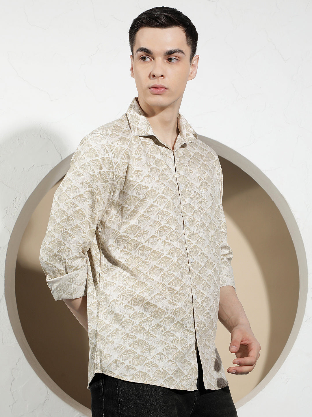 Modern Warm Tan Printed Shirt