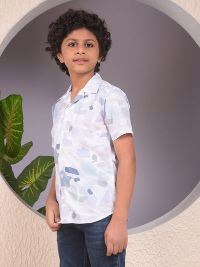 Blue Printed Resort-Collar Shirt
