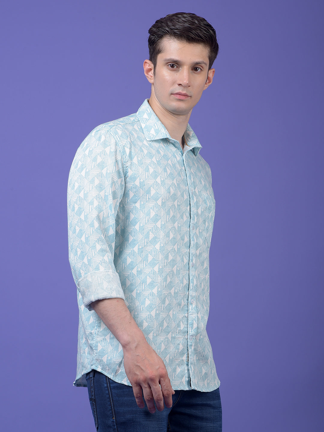 Green Printed 100% Cotton Shirt