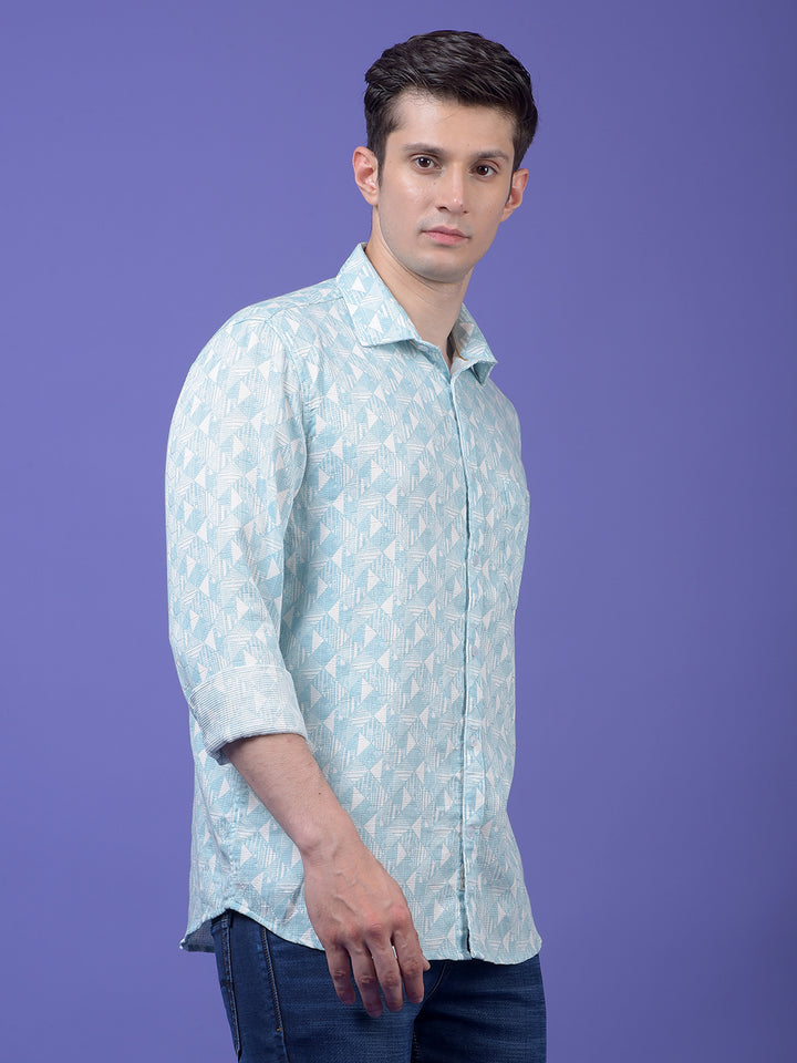 Green Printed 100% Cotton Shirt