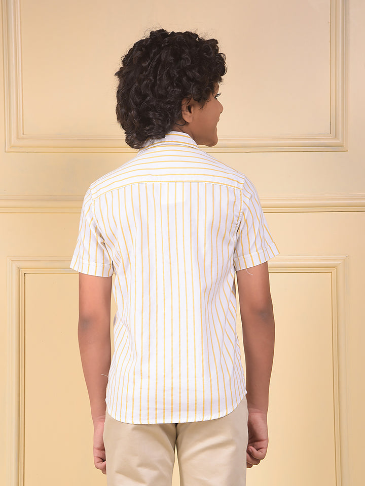 Yellow Vertical Stripes 100% Cotton Shirt