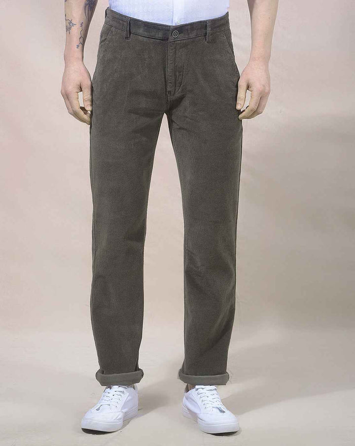 Olive Straight Corduroy Trousers