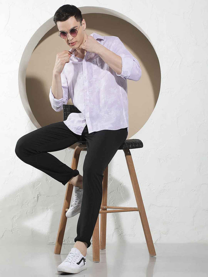 Black Casual Style Printed Trousers