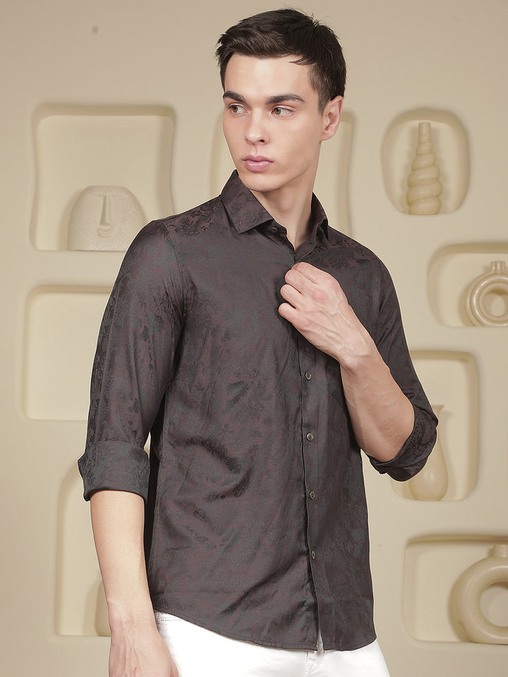 Brown Floral Print Shirt