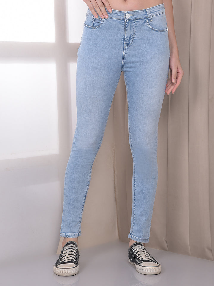 Blue Skinny Jeans-Women Jeans-Crimsoune Club