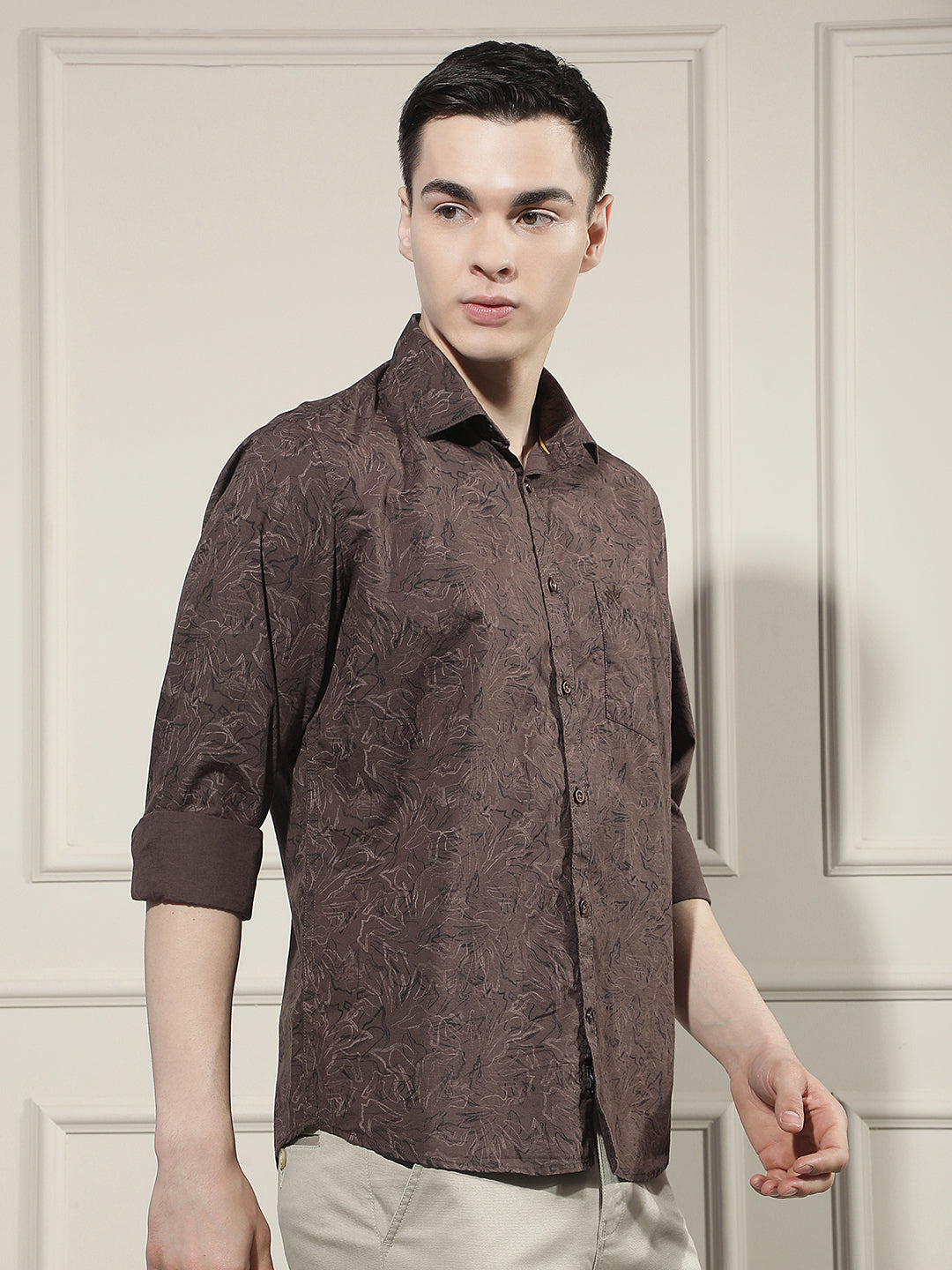 Brown Floral Print Shirt