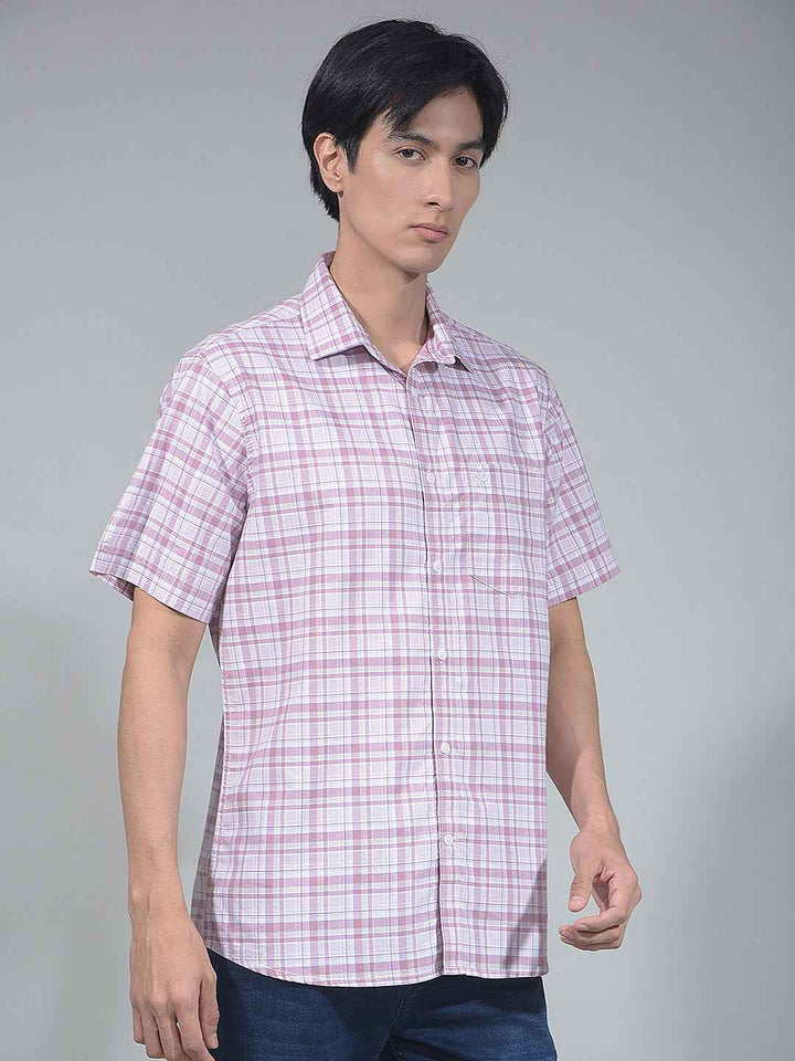 Purple Checked 100% Cotton Shirt