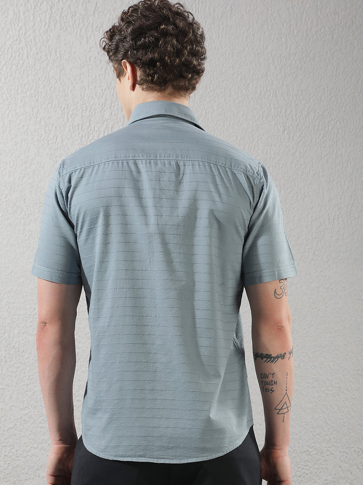 Blue Horizontal Stripes Shirt