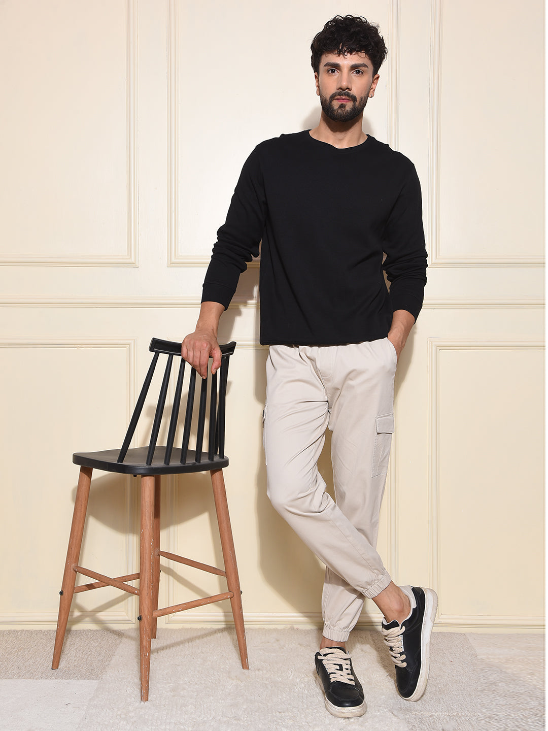 Edgy Black 100% Cotton Sweatshirt
