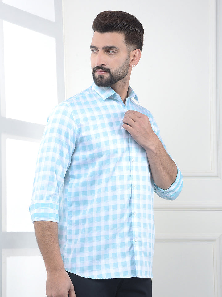 Blue Checked 100% Cotton Shirt