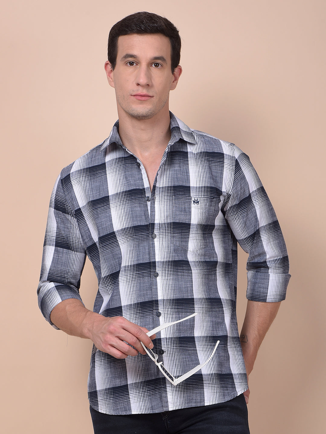Blue Checked 100% Cotton Shirt