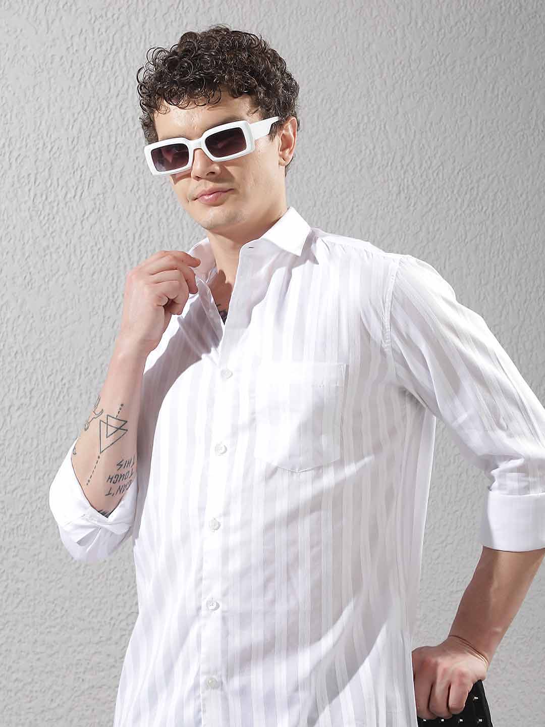 White Vertical Stripes Shirt