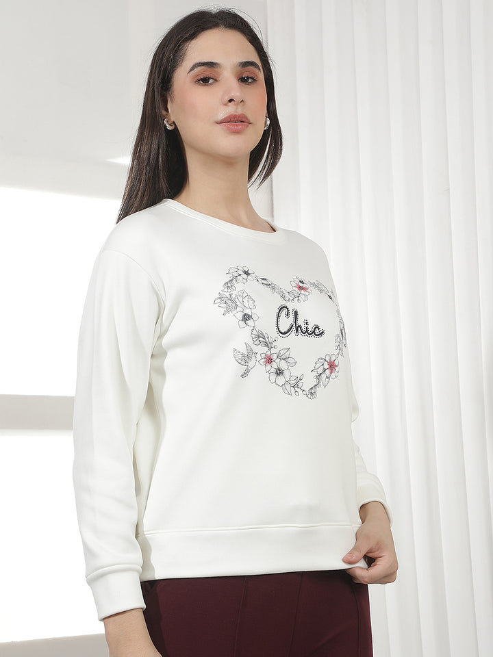 White Graphic Print Sweatshirt