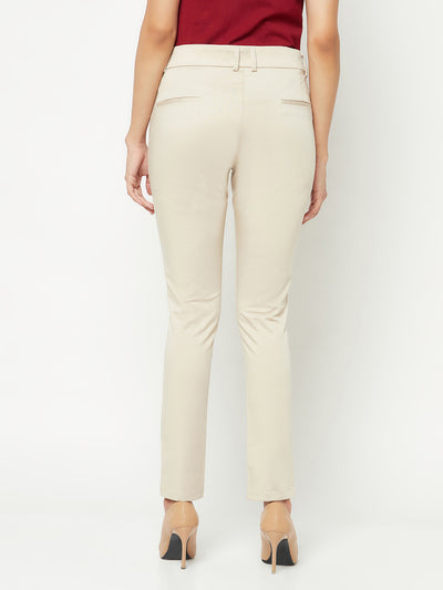 Beige Straight Trousers