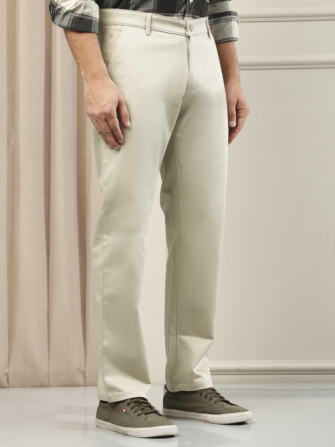 Beige Straight Trousers