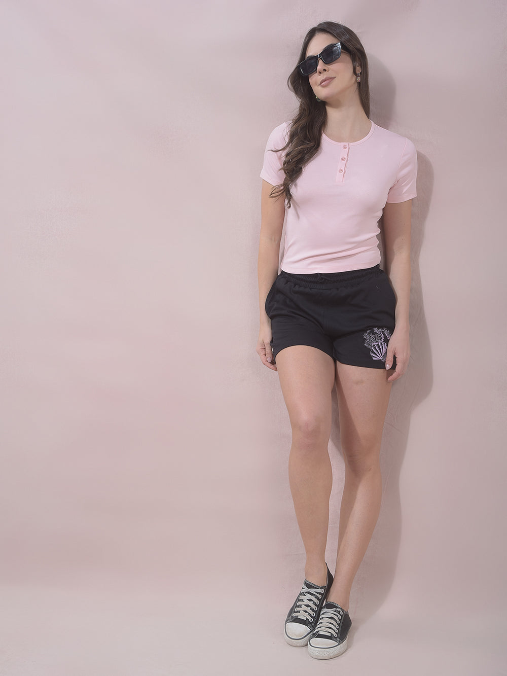 Pink Modal Cropped T-Shirt