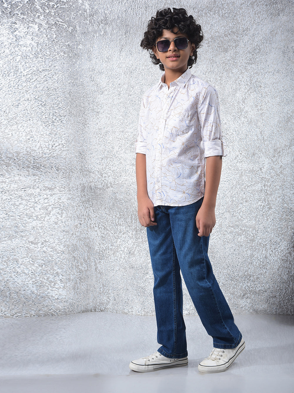 White Floral Print Shirt