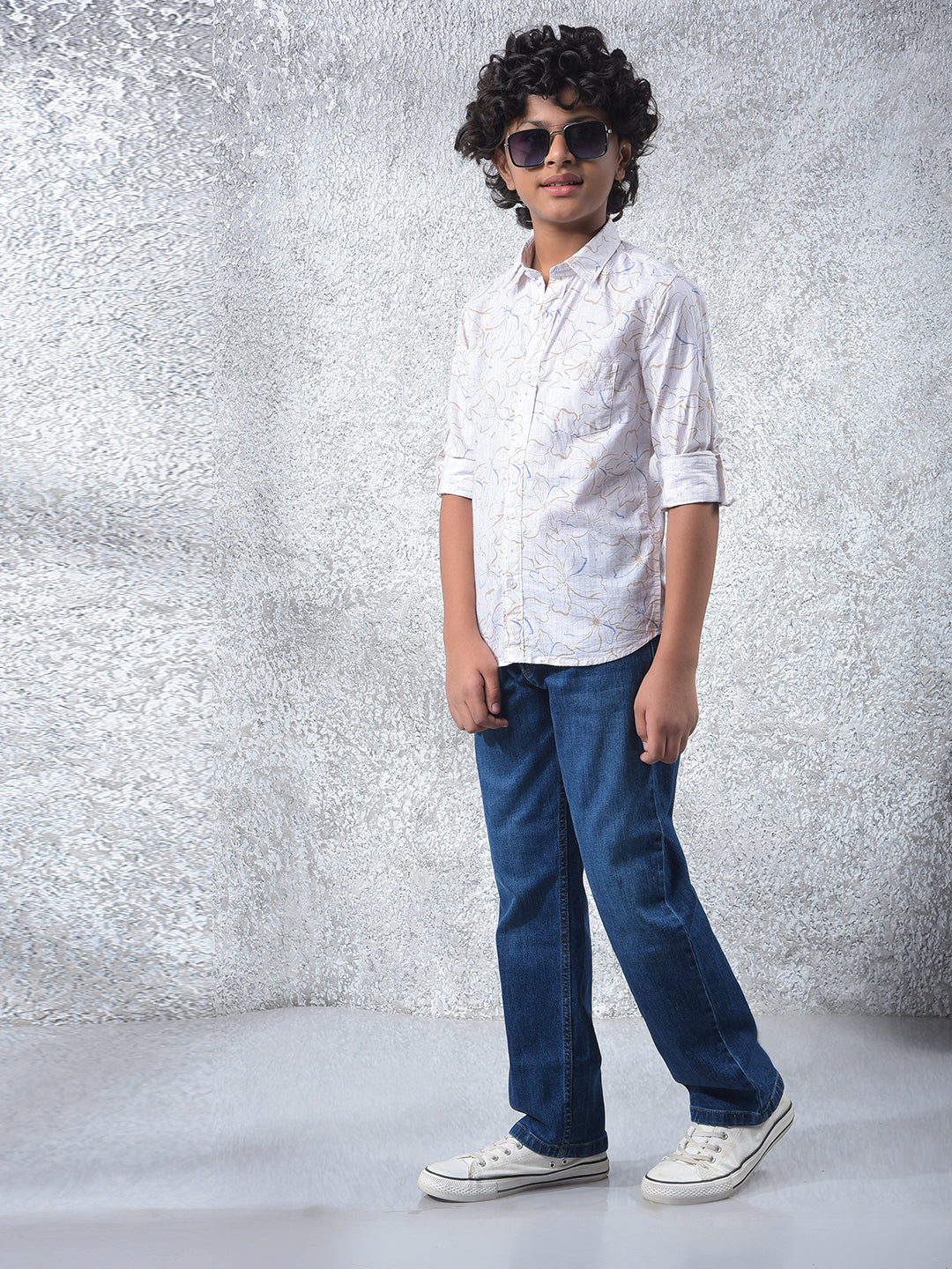 White Floral Print Shirt