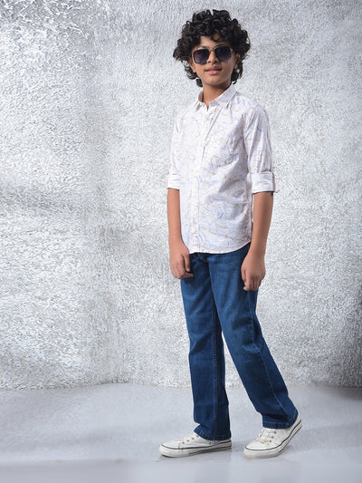 White Floral Print Shirt