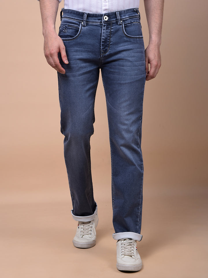 Navy Blue Straight Jeans