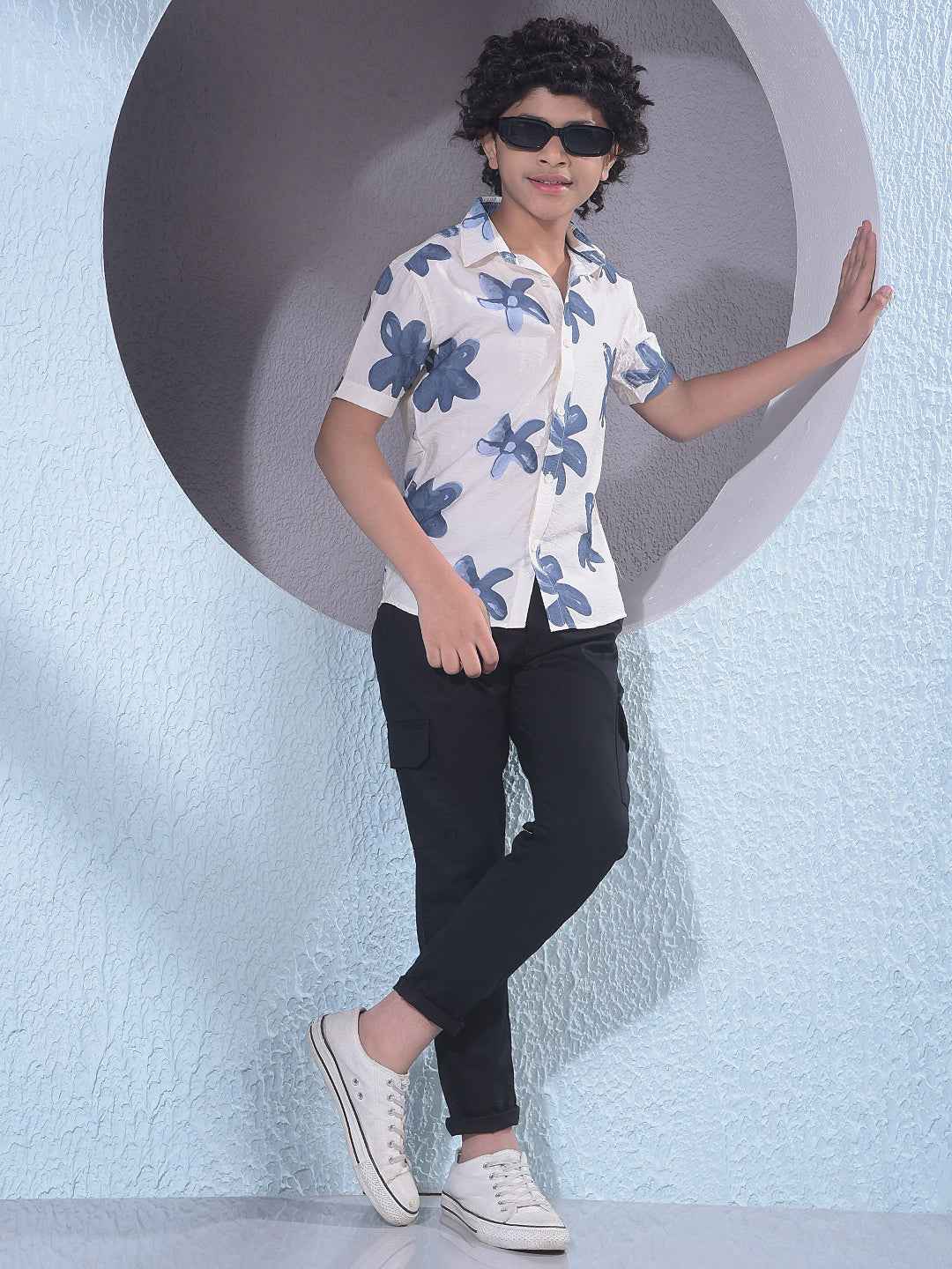 Blue Floral Print Shirt