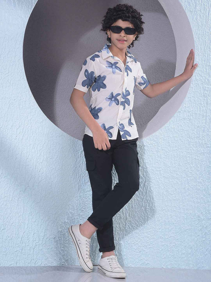 Blue Floral Print Shirt