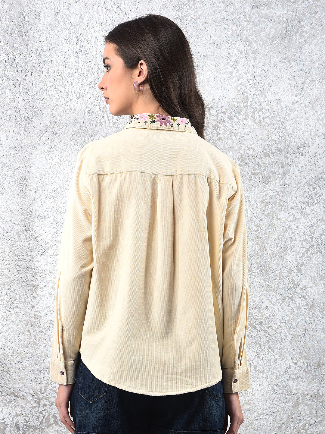 Cream Floral Print 100% Cotton Shirt