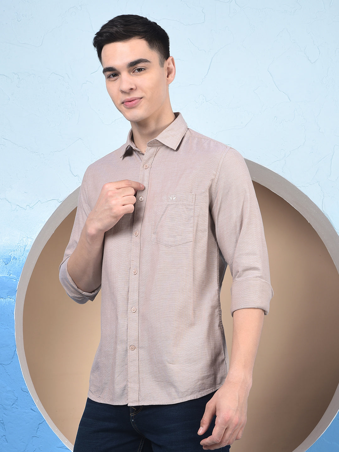 Beige 100% Cotton Shirt