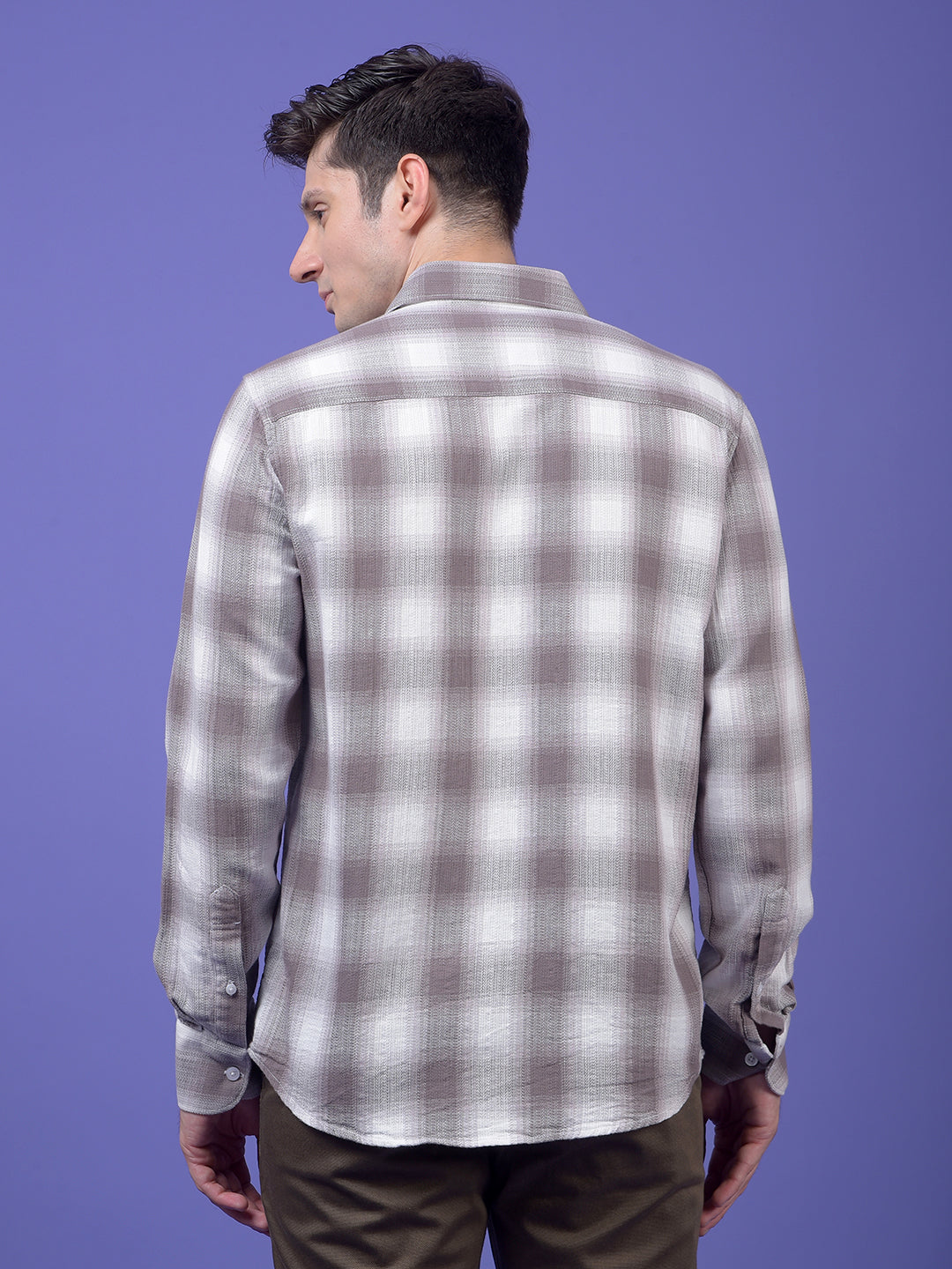 Grey Checked 100% Cotton Shirt