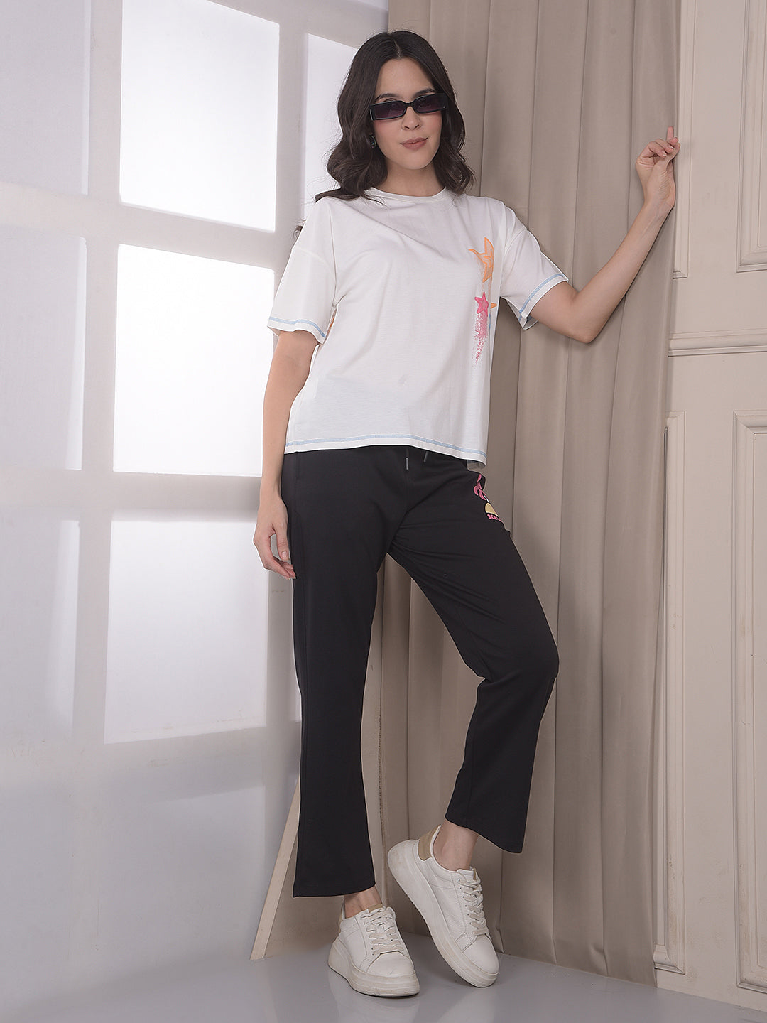 Black Graphic Print Trackpants