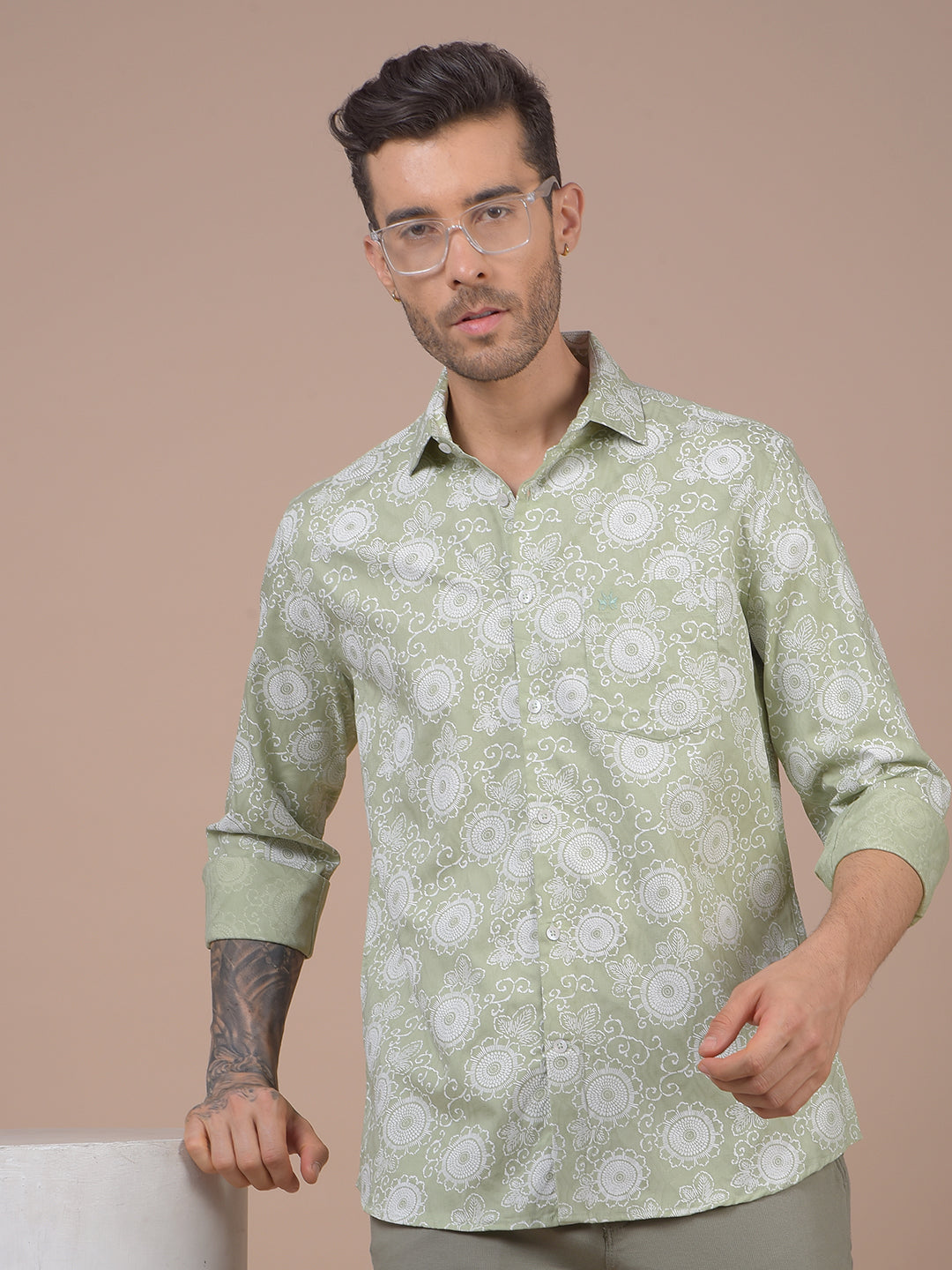 Green Floral Print Shirt