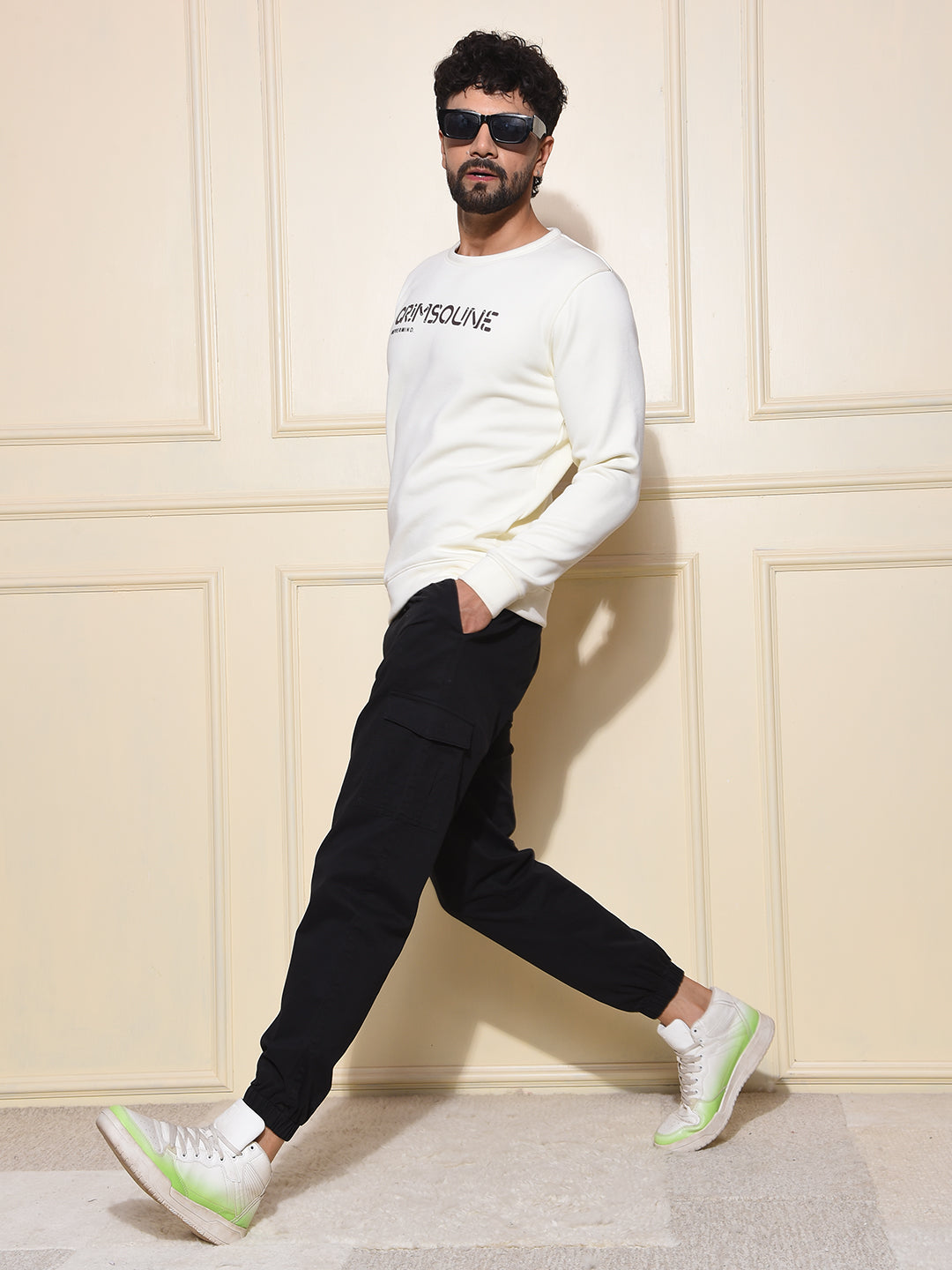 Beige Typographic Print Sweatshirt