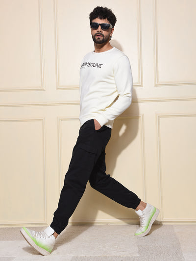Beige Typographic Print Sweatshirt