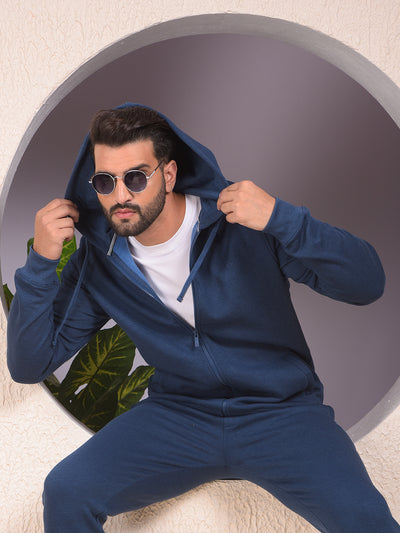 Blue Hooded Neck Sweatshirt